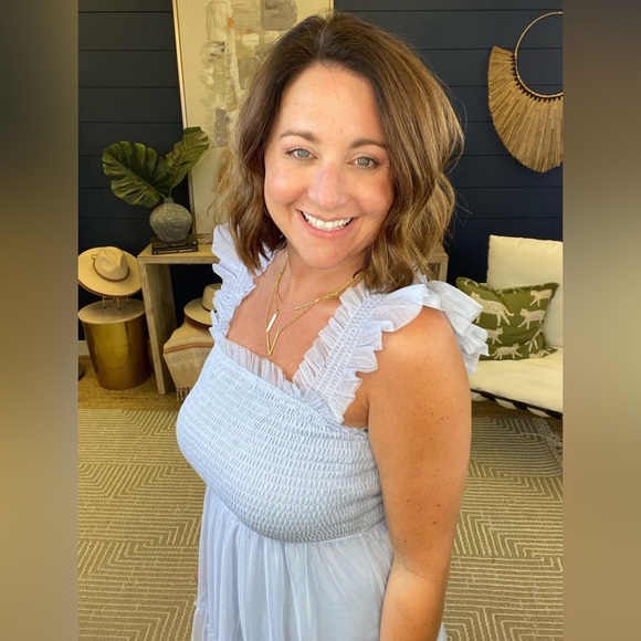 NWT Listicle Smocked Ruffle Tiered Mesh Midi Maxi Dress Size Large Retail $74 - Picture 2 of 16